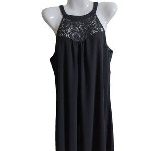 Vanberfia - Women's Sleeveless Lace Loose Casual Mini Dress (BLK)